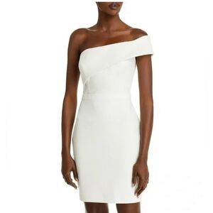 AQUA One Shoulder Scuba Crêpe Dress